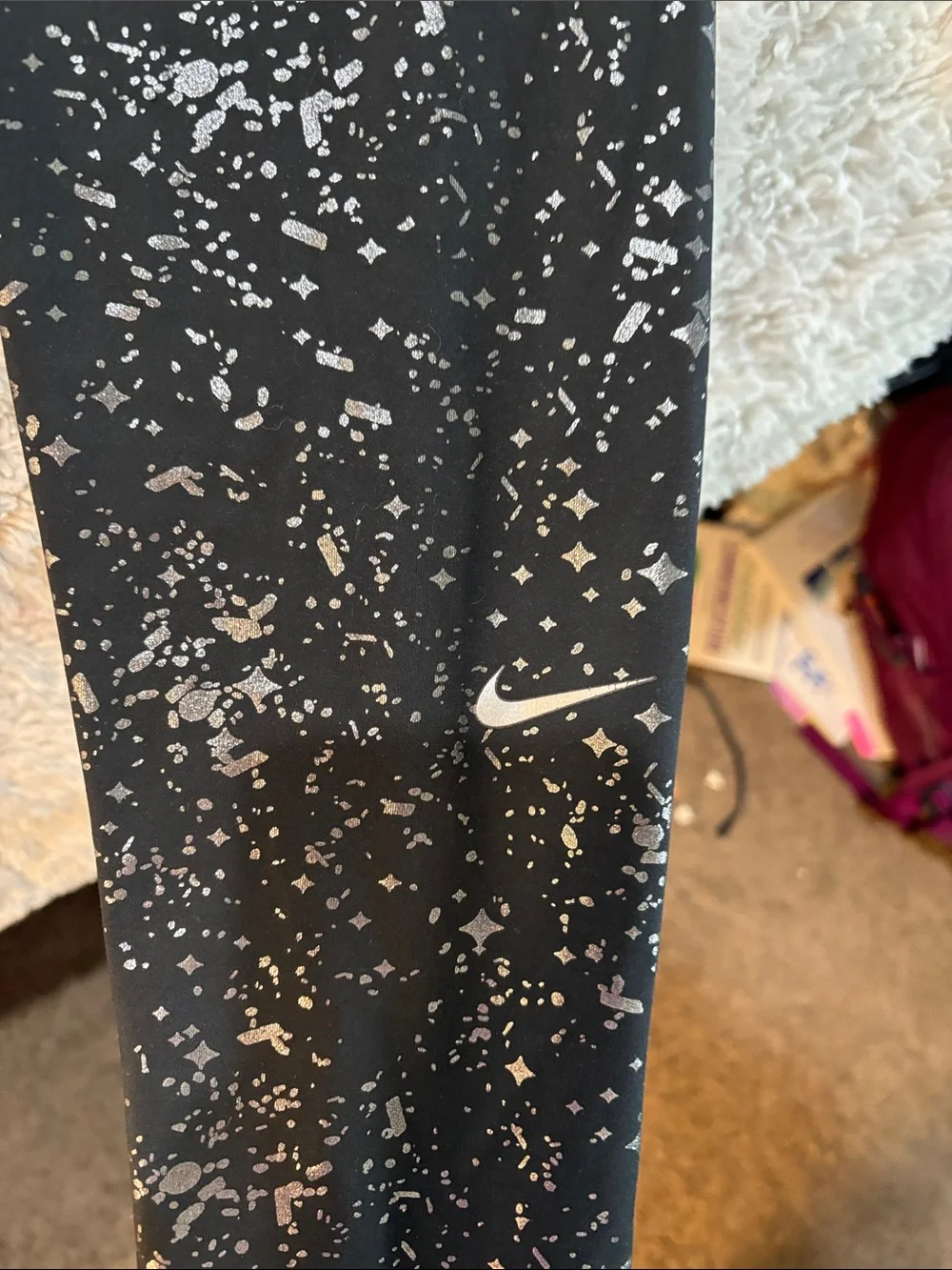 Nike Black Leggings with White Splatter Print